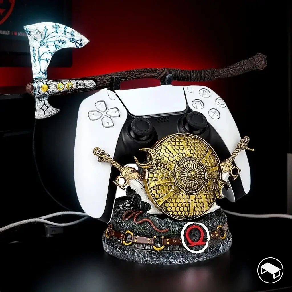 Support de bureau pour manettes de jeu sur le thème God of War
